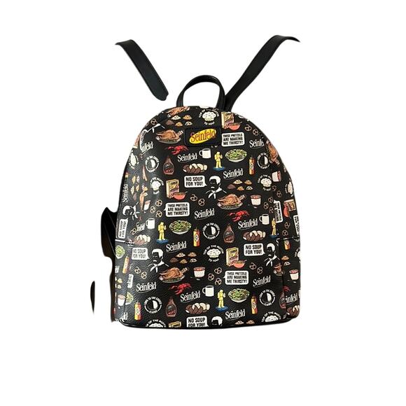 Funko Handbags - Funko Seinfeld Black Food Print Backpack Purse Faux Leather